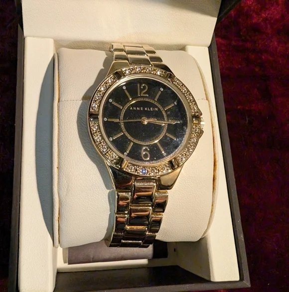 Anne Klein Black Dial Silver Bracelet Watch - Picture 4 of 7